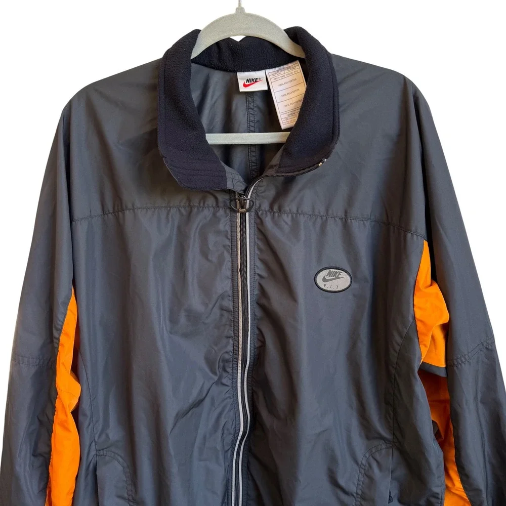 Vintage Nike Windbreaker Jacket Men's L Gray Orange Y2K Lightweight Gorpcore